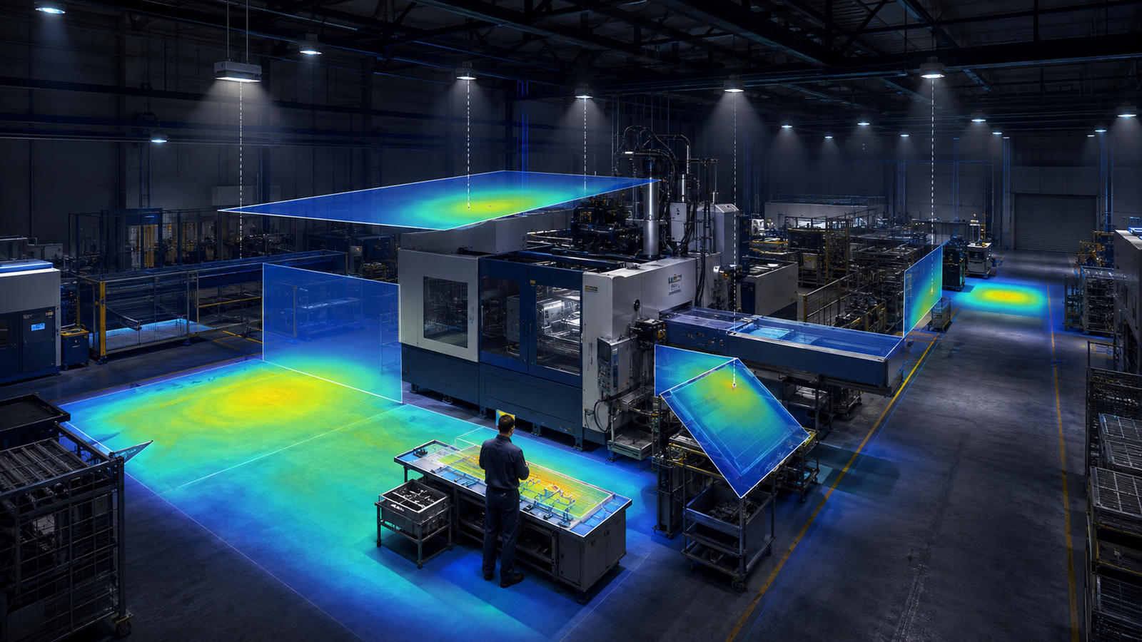 How should a DIALux factory lighting calculation treat machinery and work zones? guide cover