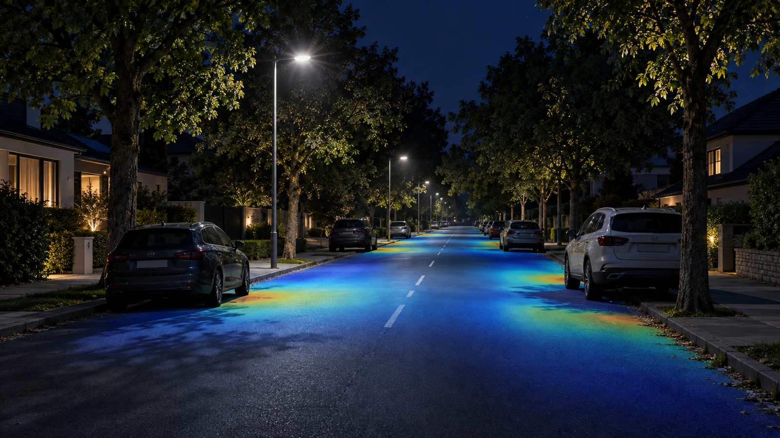 How should a DIALux residential-road calculation model trees and parked vehicles? guide cover